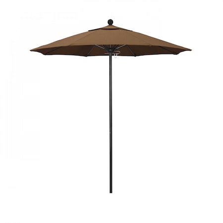 California Umbrella 7.5' Black Aluminum Market Patio Umbrella, Sunbrella Teak 194061334522